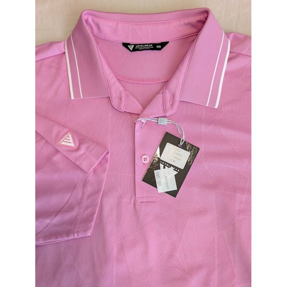 Levelwear Golf Polo Shirt Mens M Pink Perforated Lightweight Performance NWT